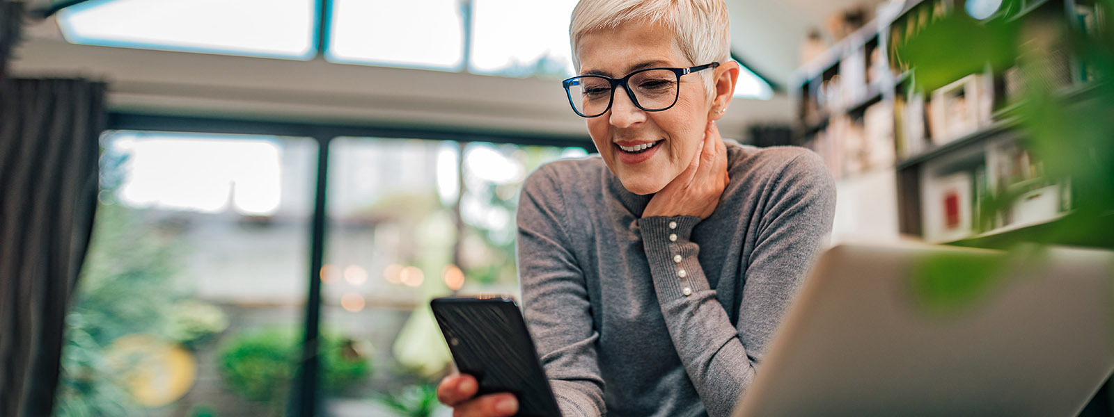 Woman looking at her smartphone