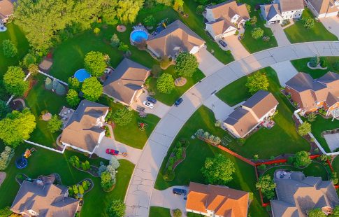 Aerial view of houses