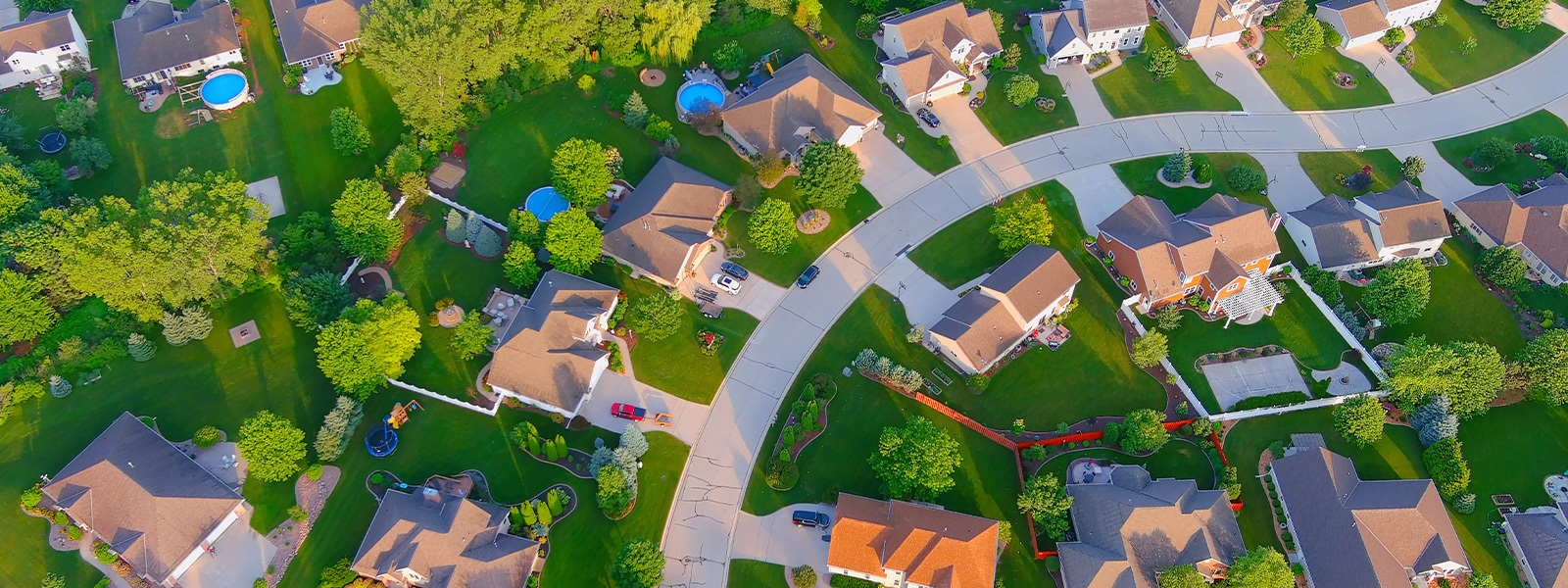 Aerial view of houses