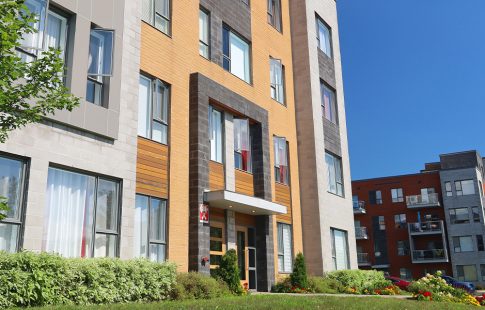 Exterior of two condo buildings