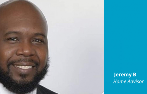 Photo of Jeremy, an HBCU grad, next to a blue box with a Great Place To Work Certified logo in it and text: Jeremy B., Home Advisor